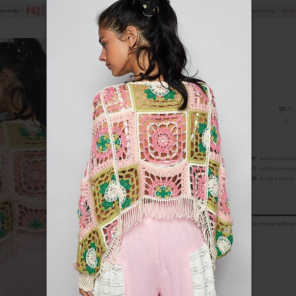 POL “ Maureen “ POL Crochet Top in Various Weave Knit Patterns with Fringe SR37 - Picture 4 of 7